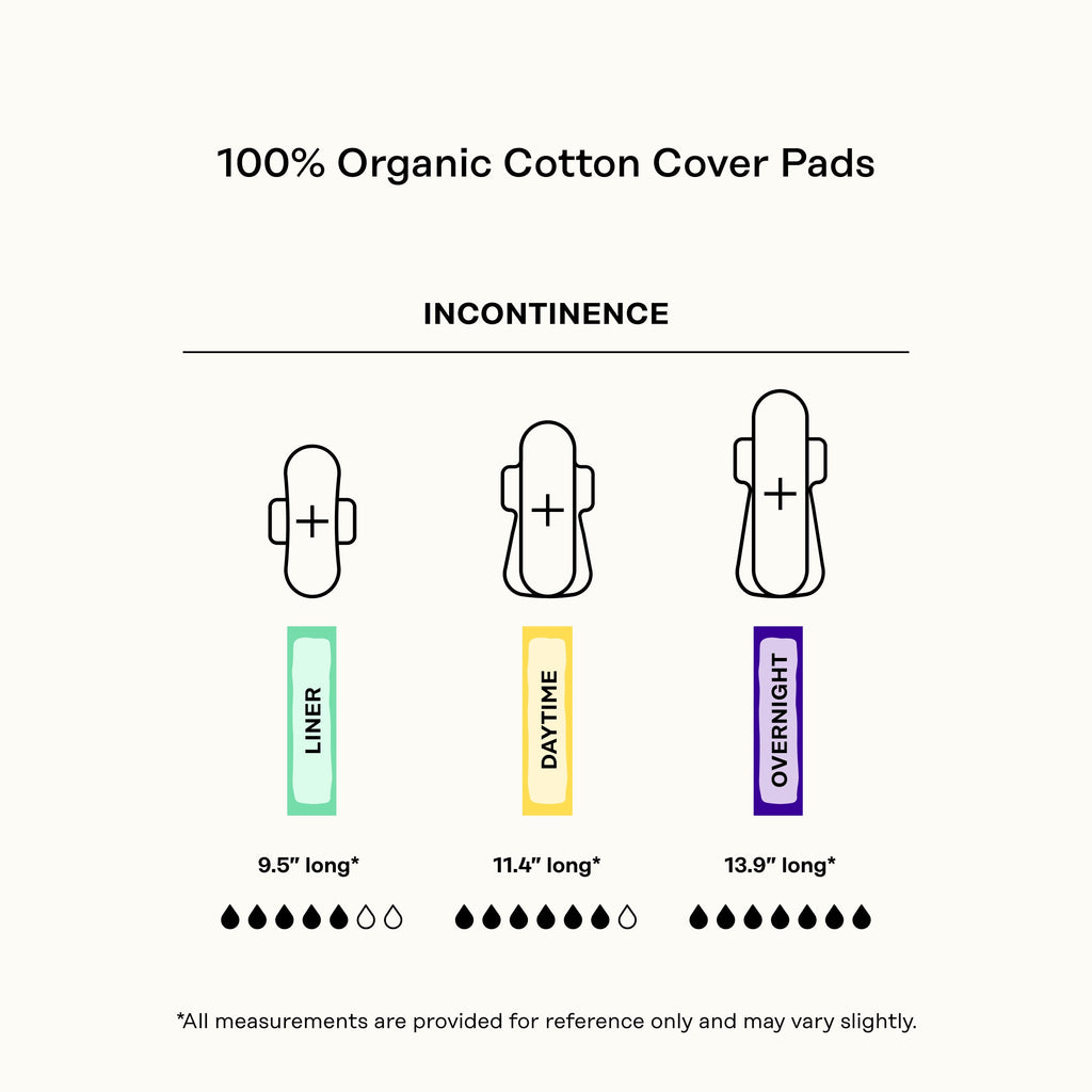 Incontinence 100% Organic Cotton Comfort Cover Nighttime Pads